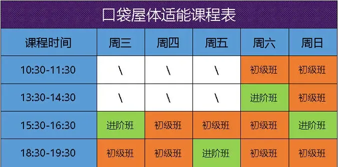口袋屋室内运动乐园体适能课程表