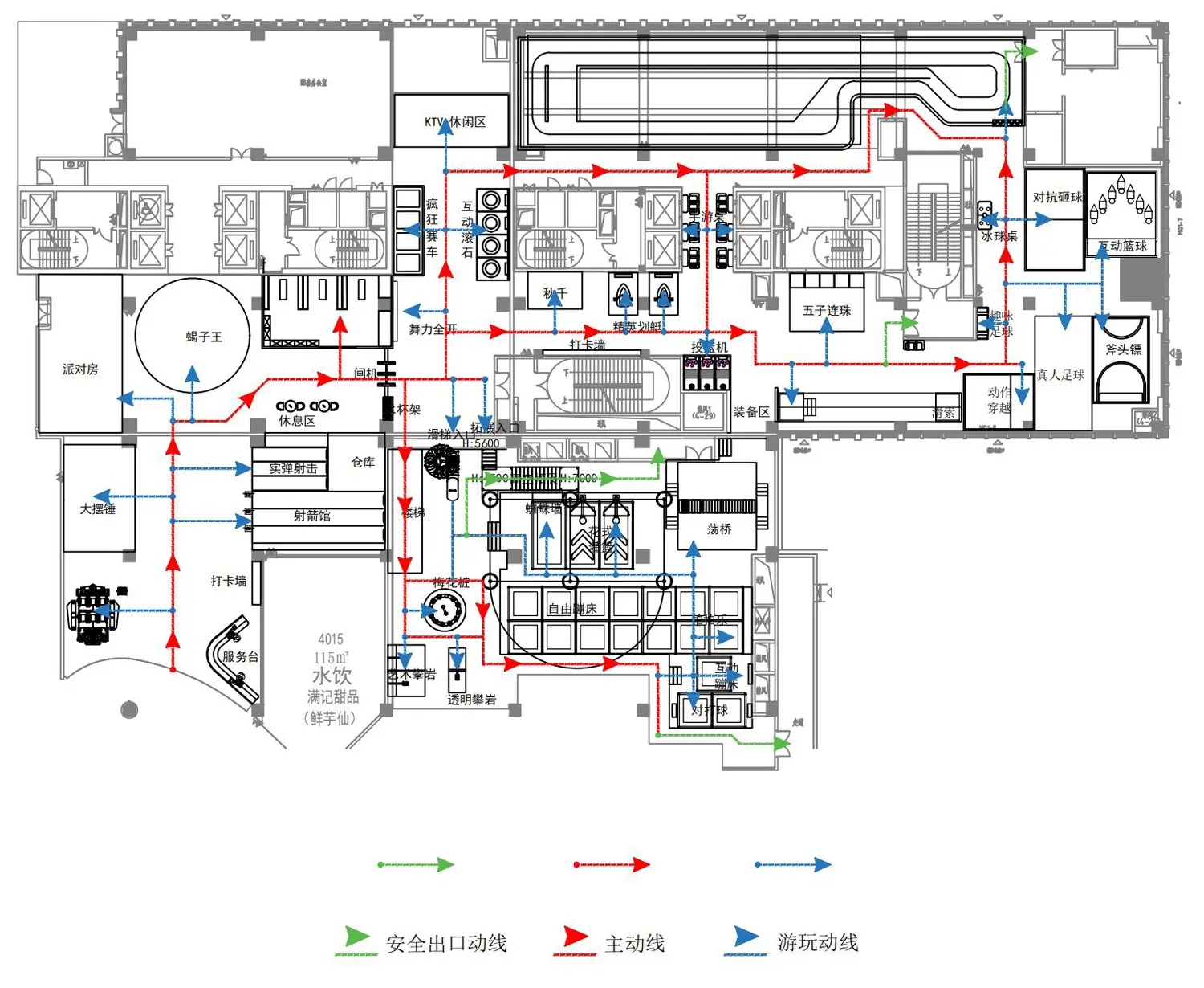 金华APFUNLL室内运动潮玩馆动线图