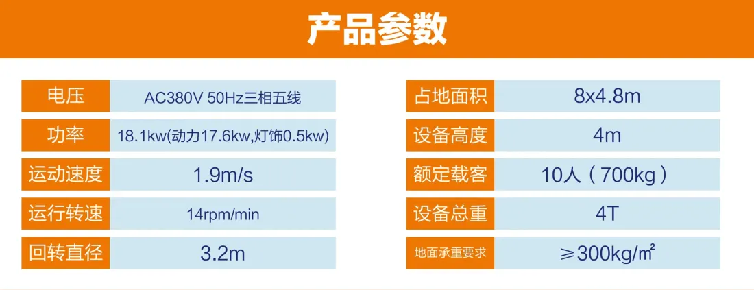 机械骑乘类电动游乐设备-疯狂甜甜圈设备规格参数