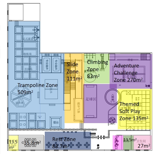 西班牙阿维拉某家庭运动娱乐中心5大功能区规划图